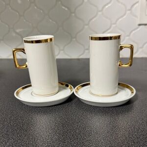 Elegant White and Gold Coffee/Tea Cup Set